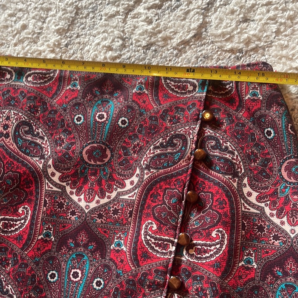 Nwot Talbots Red Opulent Damask Button-Front Faux… - image 7